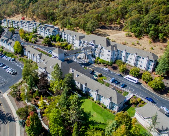 Drone shot of Linus Oakes Village community