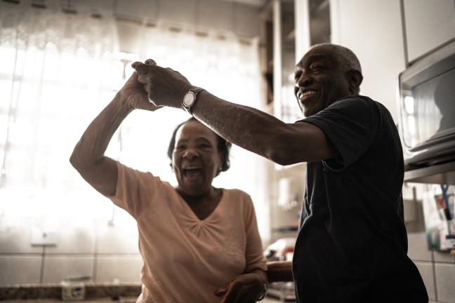 Dancing with your loved one in the kitchen